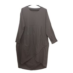 Mordenmiss Women's Cotton Linen Dresses Irregular Hem Shirt Dress with Pockets